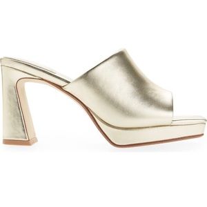 Jeffrey Campbell Caviar Platform Slide Sandal Light Metallic Gold New